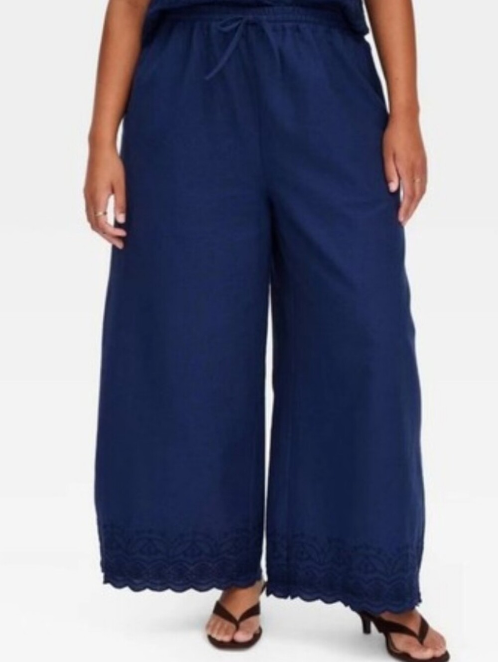 NWT Roller Rabbit Scalloped Hem Drawstring Pants, Size L